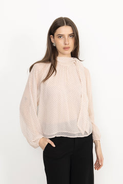 Patti Double Dot Blouse - Creme
