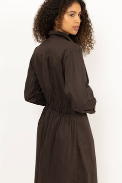 Ottana Poplin Dress - Chocolate Brown