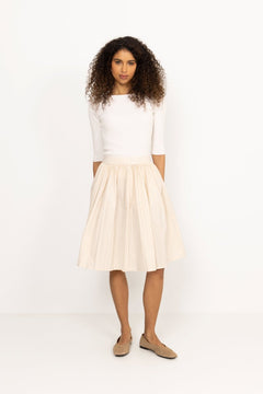 Ctn Pleated Skirt - Creamed White
