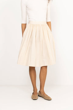 Ctn Pleated Skirt - Creamed White