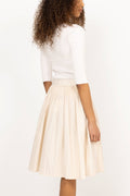 Ctn Pleated Skirt - Krämvit