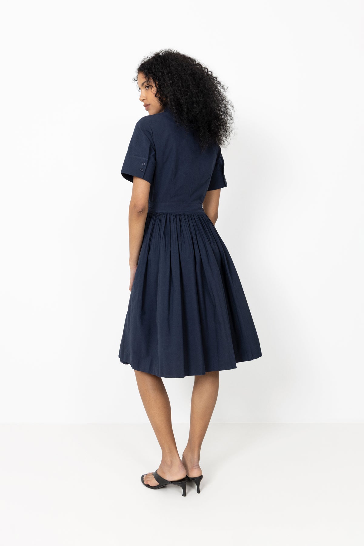 Ctn Pleated Ss Skjortklänning - Evening Blue