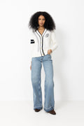 Gant Varsity Cable Cardigan - Eggshell
