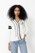 Gant Varsity Cable Cardigan - Eggshell