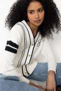Gant Varsity Cable Cardigan - Eggshell