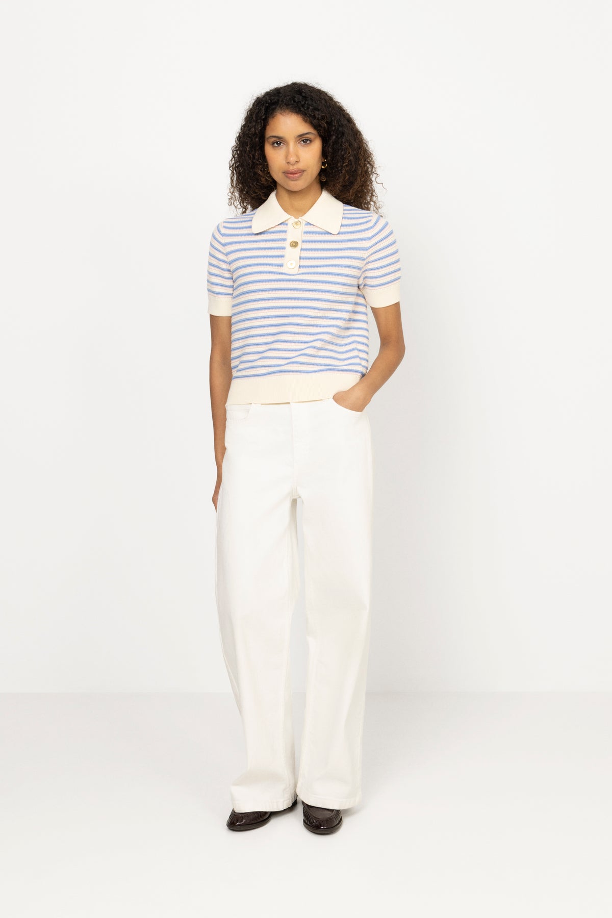 Textured Multistripe Rugger - Cream