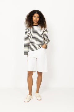 Breton Crewneck Long Sleeve - Cream Navy Stripe