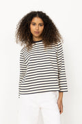 Breton Crewneck Long Sleeve - Cream Navy Stripe