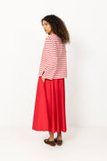 Breton Crewneck Long Sleeve - Cream Red Stripe