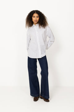 Poplin Workwear Shirt - Black White Stripe