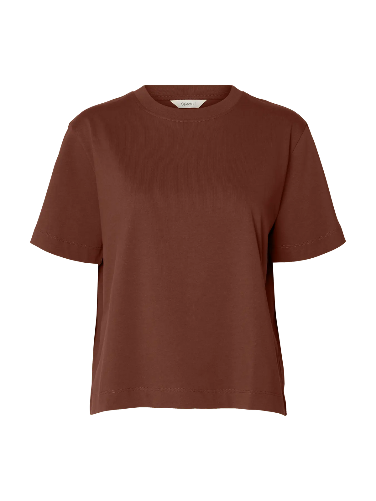 Slfessential Ss Boxy Tee Noos - Cherry Mahogany