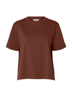 Slfessential Ss Boxy Tee Noos - Cherry Mahogany