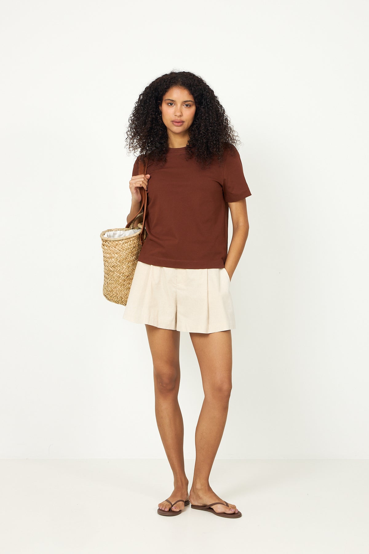 Slfessential Ss Boxy Tee Noos - Cherry Mahogany
