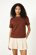 Slfessential Ss Boxy Tee Noos - Cherry Mahogany