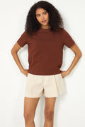 Slfessential Ss Boxy Tee Noos - Cherry Mahogany