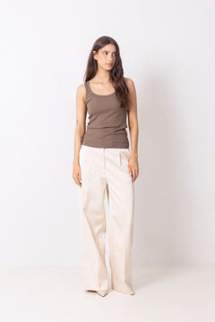 Slfanna U-Neck Tank Top Noos - Chocolate Chip