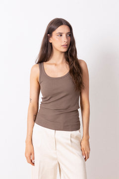 Slfanna U-Neck Tank Top Noos - Chocolate Chip