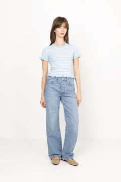 Fabi Knit Top - Light Blue/White Stripe