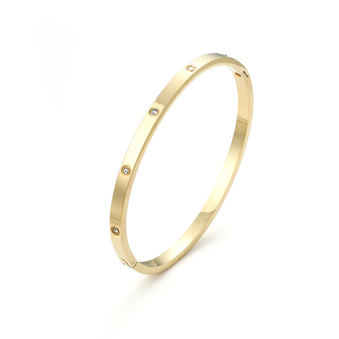 Fiona - Crystal Bangle Armband - Guld
