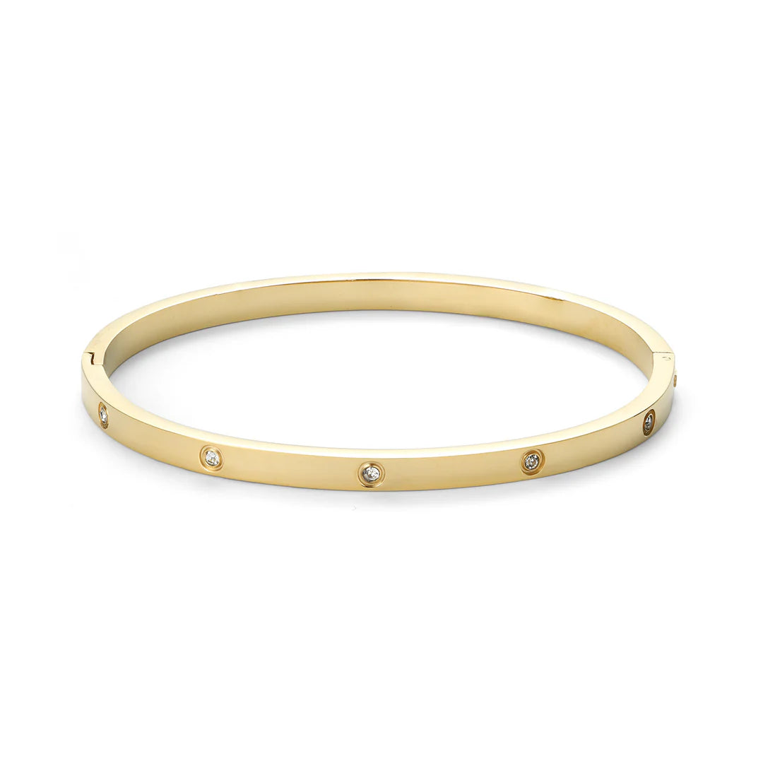 Fiona - Crystal Bangle Armband - Guld