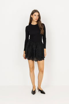 Ellinoric Lace Mini Skirt - Vintage Black