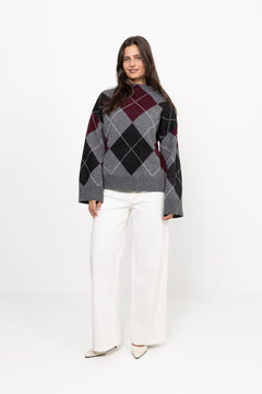 Boletteic Pullover - Grey Argyle