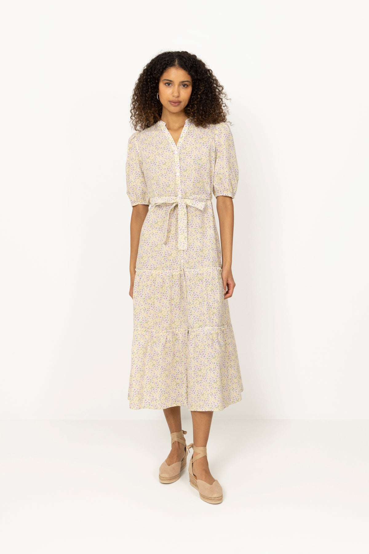 Kate V-Neck Long Dress - Lila/Gul