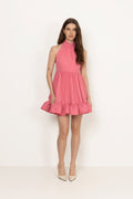 Fern Halterneck Ruffled Mini Dress - Rose Pink