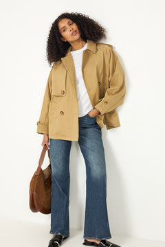 Woven Trench Coat - Khaki