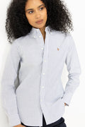 Stretch Slim Fit Striped Oxford Shirt - White/Heritage Royal