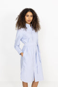 Striped Cotton Oxford Belted Shirtdress - Harbor Island Blue/White