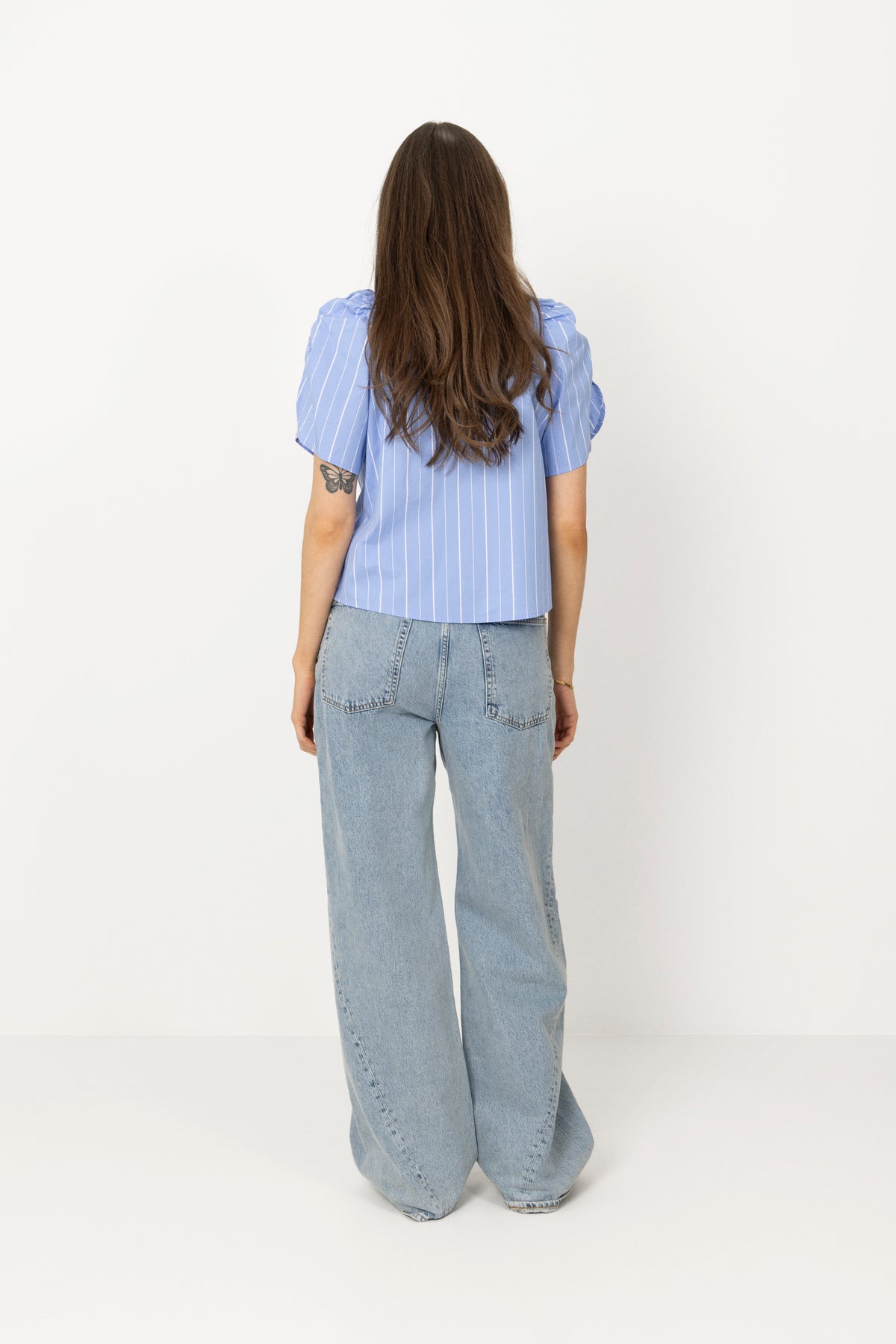 Terancc Stripe Ss Blouse - Pale Blue