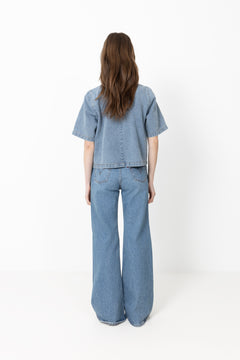 Lovacc Denim Ss Blouse - Denim Blue