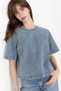 Lovacc Denim Ss Blouse - Denim Blue