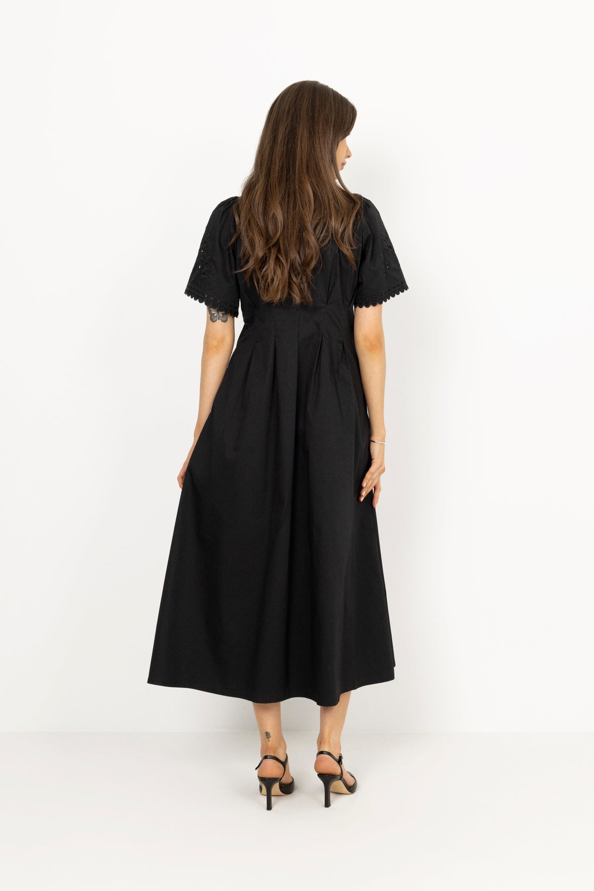 Poppycc Emb Pleat Dress - Black