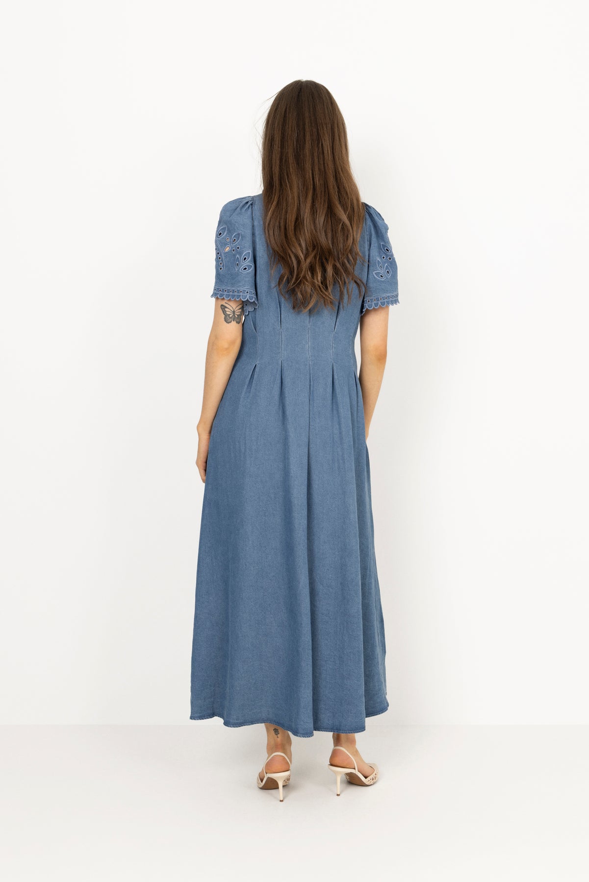 Tillycc Emb Pleat Dress - Denim Blue