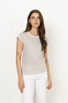 Fine Jersey Stripe Teasy Tee Fav - Brilliant White/Overland Trek