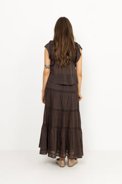 Jayla S Voile Top - Dark Brown