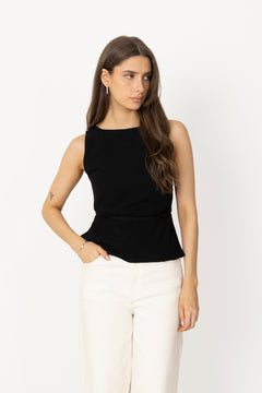 Nassa Linen Top - Black