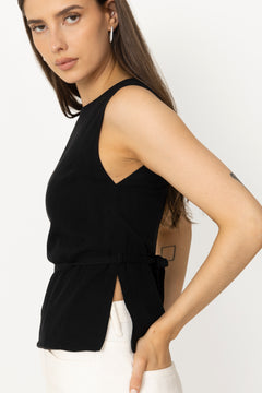 Nassa Linen Top - Black