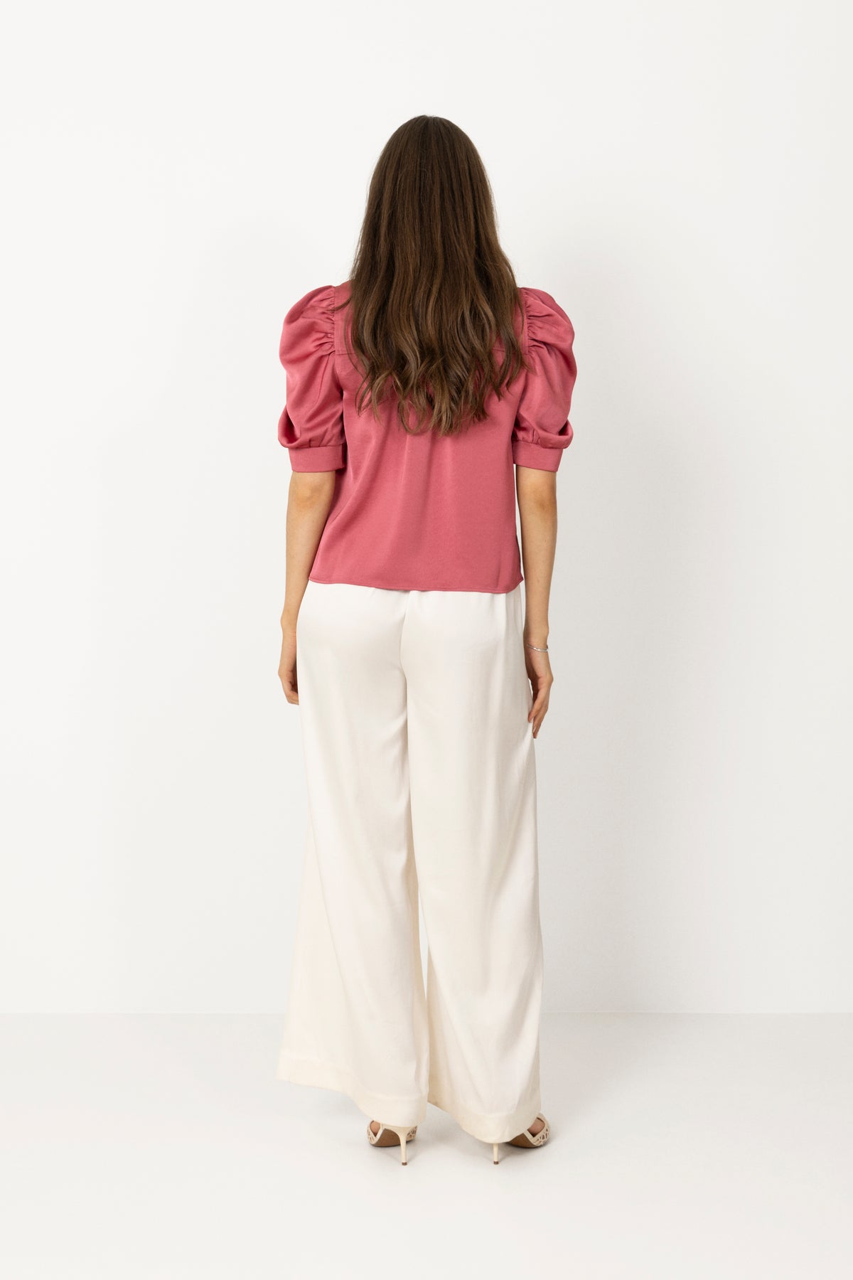 Roella Heavy Sateen Blus - Cherry Pink
