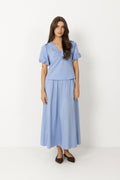 Irina Poplin Blouse - Sky Blue