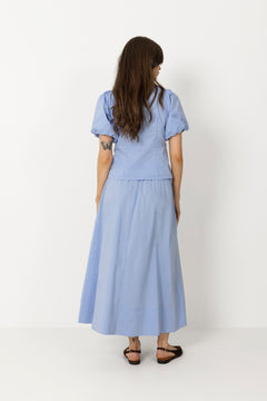 Irina Poplin Blouse - Sky Blue