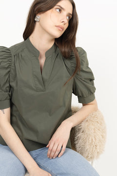 Roella Poplin Blouse - Army
