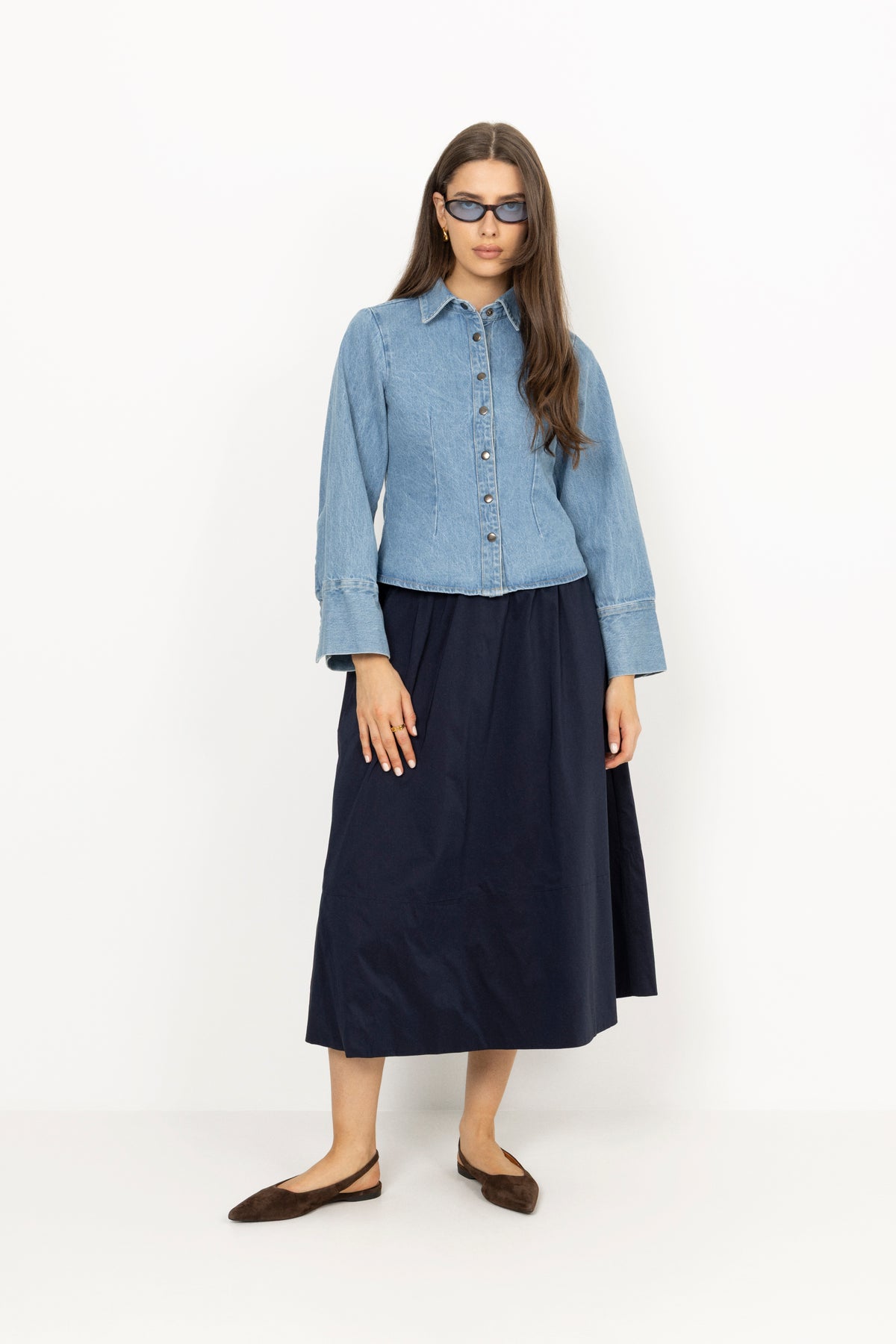 Yara Poplin Kjol - Navy