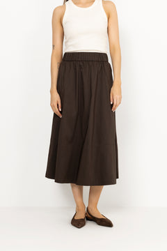 Yara Poplin Skirt - Chocolate Brown