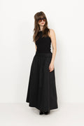 Yara Long Poplin Skirt - Svart