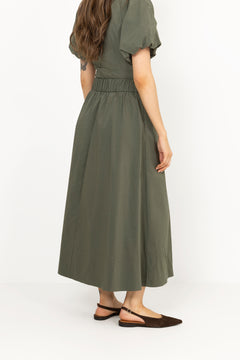 Yara Long Poplin Skirt - Army