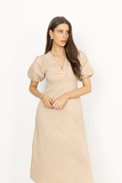 Illana Poplin Dress - Dark Sand