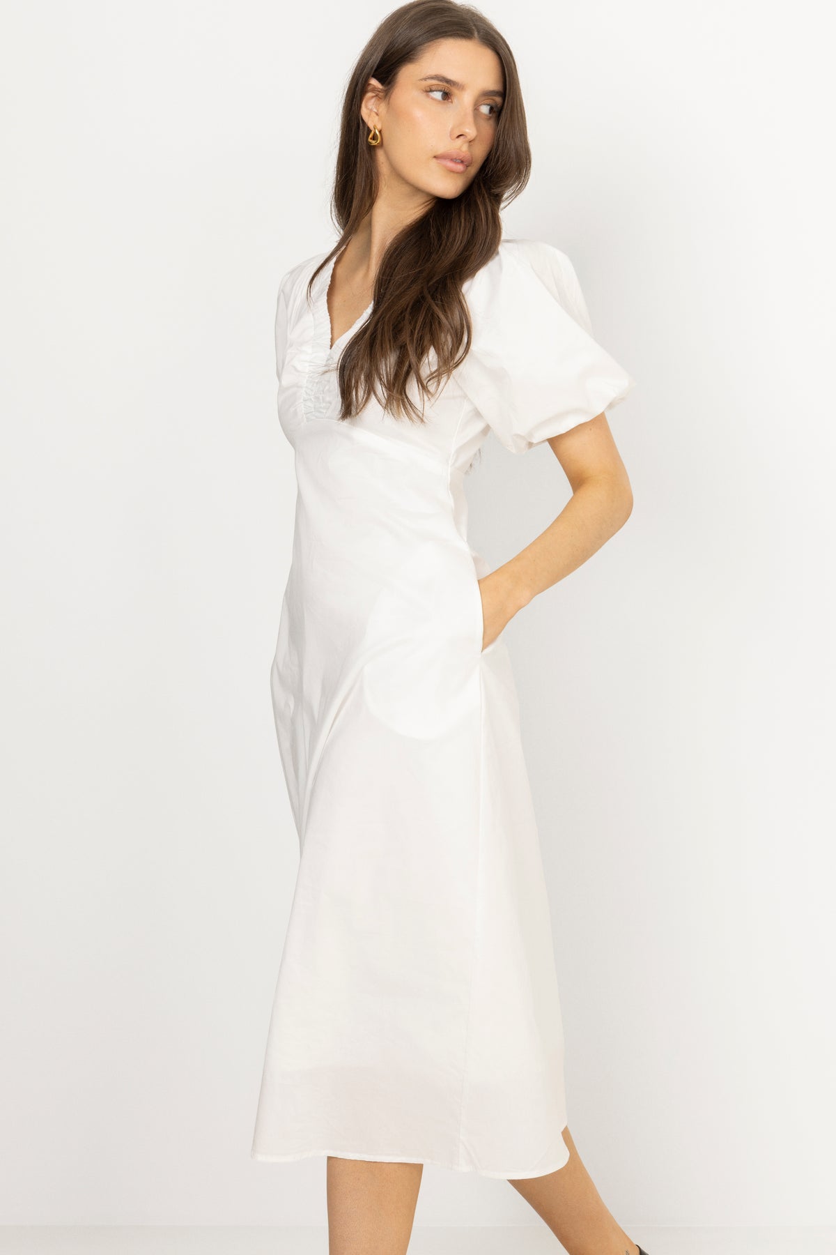 Illana Poplin Dress - White